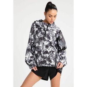 Ivy Park Womans S Black and White Floral Long Sleeve Hooded Windbreaker Pullover